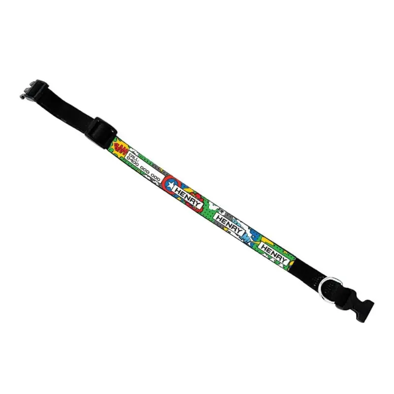 Personalised Dog Collar - Superhero Comic