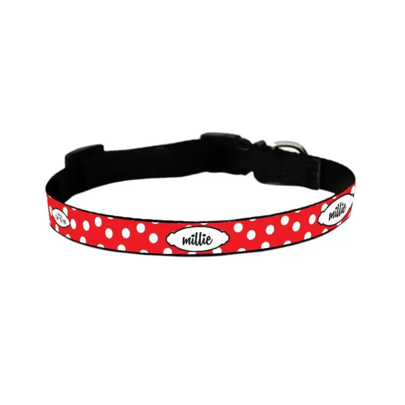 Personalised Dog Collar - Spots Red