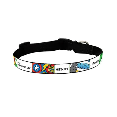 id-pet-dog-collar-x-small-20-31cm-personalised-dog-collar-superhero-comic-3906793078887_400x Personalised Dog Collar - Superhero Comic