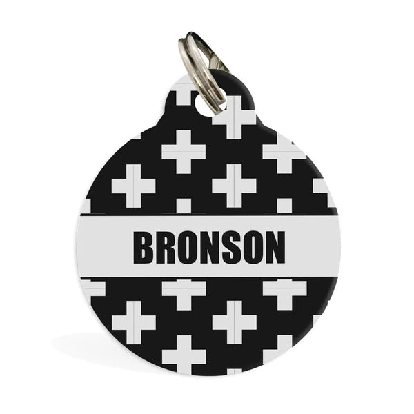 id-pet-id-tag-pet-id-tag-monochrome-cross-31861961949383 Personalised Dog Collar - Monochrome Cross