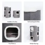 Tri-Level Square Cat Condo with Sherpa Lining