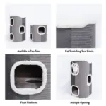 Tri-Level Square Cat Condo with Sherpa Lining