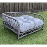 Jacob Outdoor Wicker Rope Elevated Dog Bed, Grey