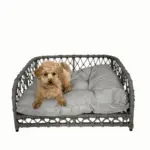 Jacob Outdoor Wicker Rope Elevated Dog Bed, Grey