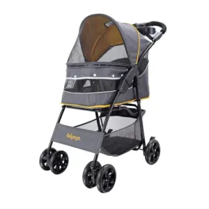 Ibiyaya Cloud 9 Pet Stroller for Dogs & Cats, Mustard Yellow