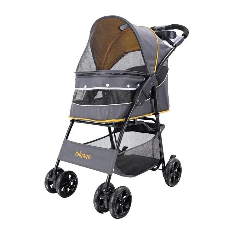 Ibiyaya Cloud 9 Pet Stroller for Dogs & Cats, Mustard Yellow