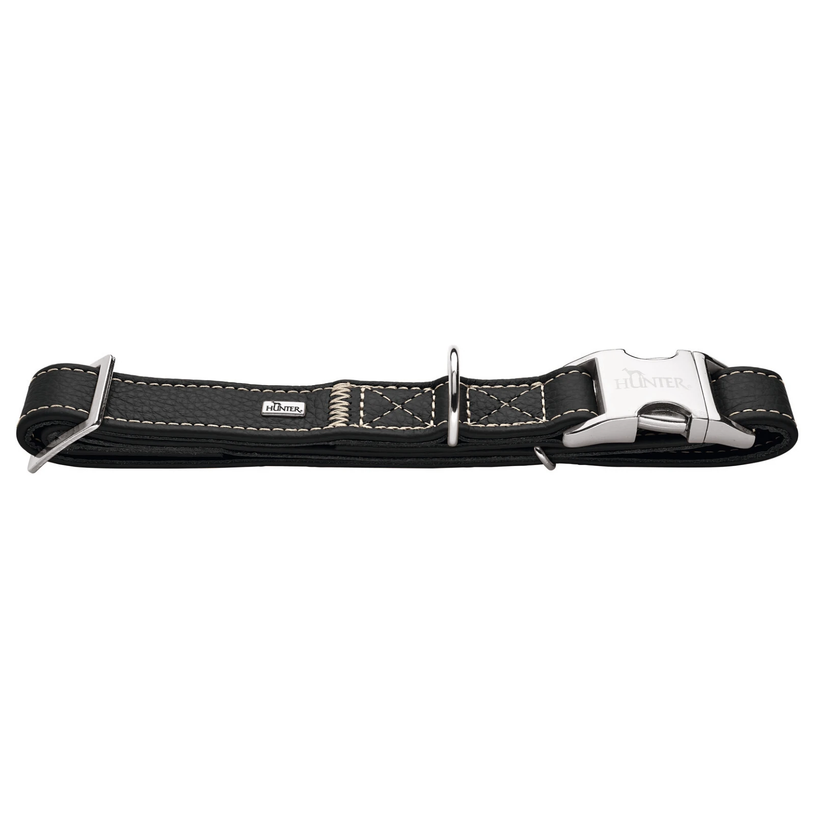 product_image_1761134409 Hunter Cannes Alu-Strong Leather Dog Collar Clasp Buckle, Black
