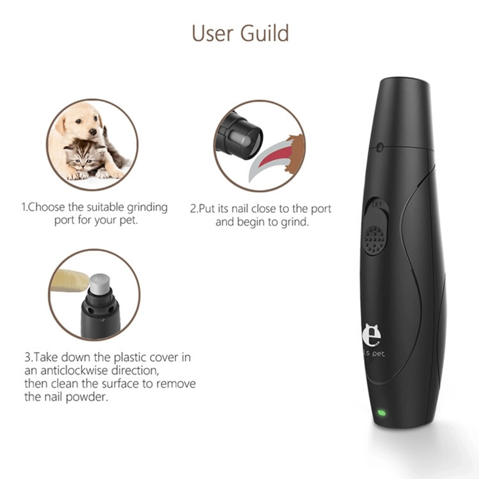 product_image_1761146964 Elspet Pet Nail Grinder - USB Rechargeable