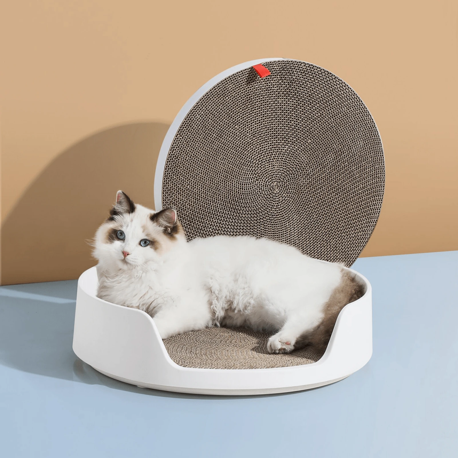 product_image_1761185112 Mayitwill Cat Castle Semi Closed Litter Box, White