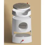 Mayitwill Cat Castle Semi Closed Litter Box, White