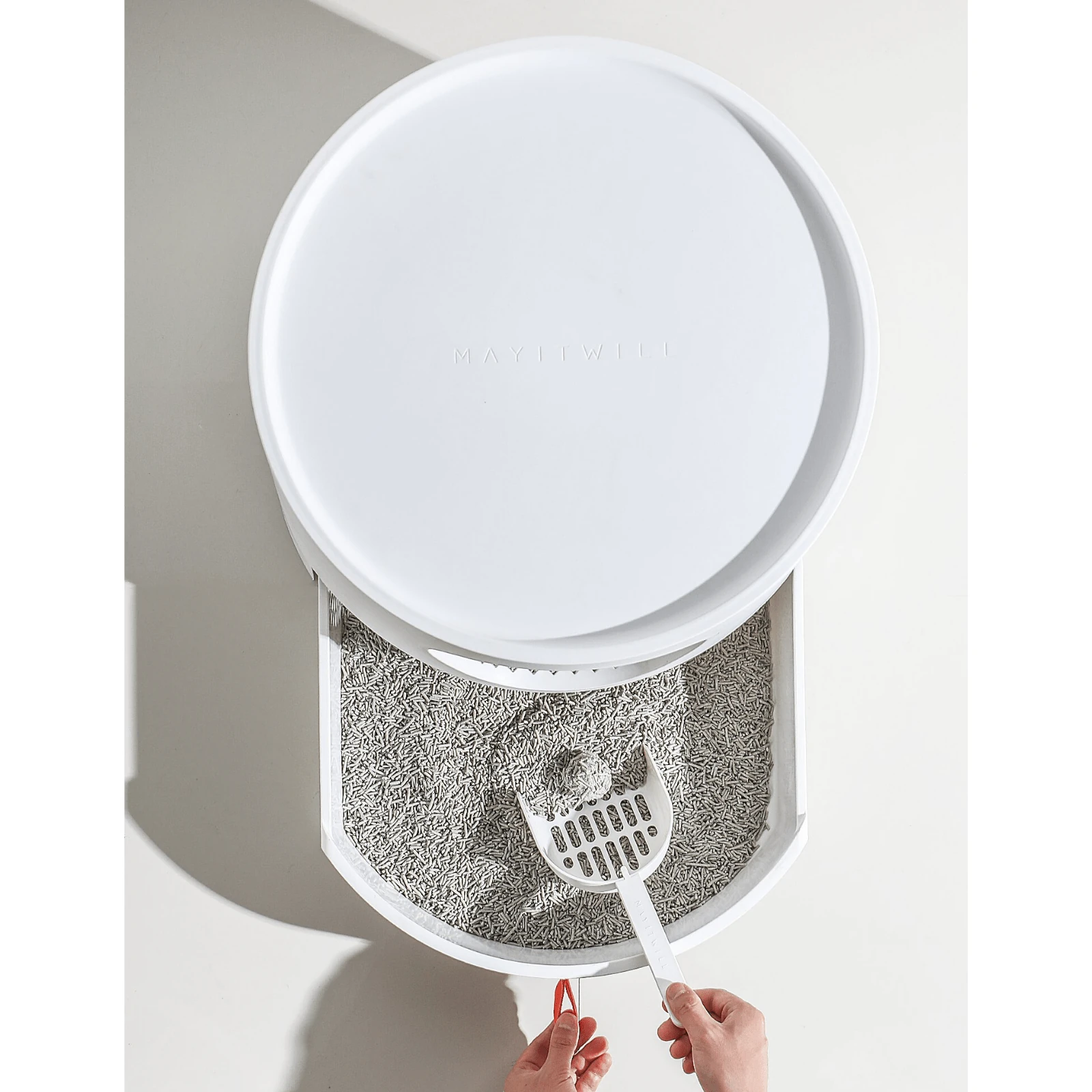 product_image_1761185133 Mayitwill Cat Castle Semi Closed Litter Box, White