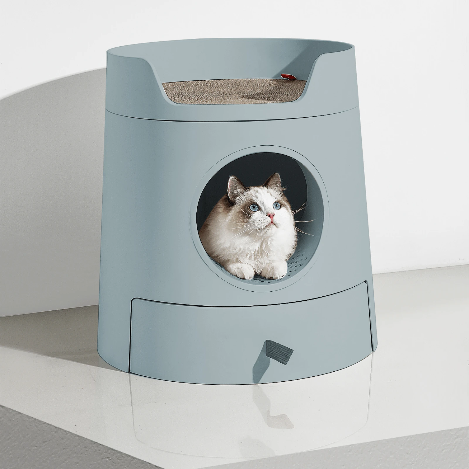 product_image_1761185772 Mayitwill Cat Castle Semi Closed Litter Box, Morandi Green