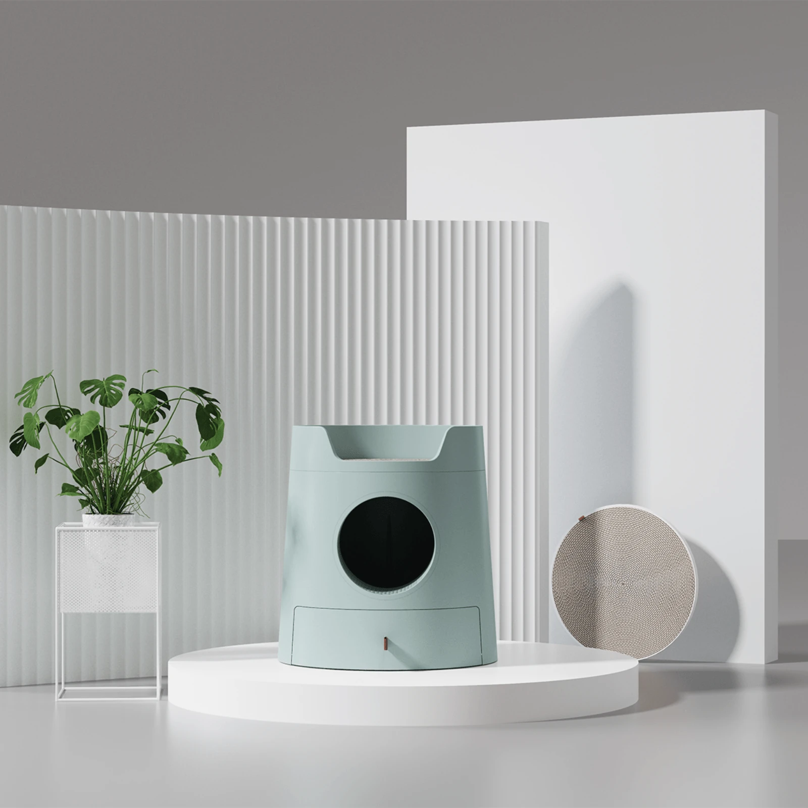 product_image_1761185795 Mayitwill Cat Castle Semi Closed Litter Box, Morandi Green